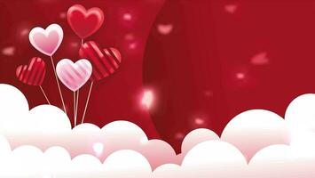Valentine's animated video of swinging love clouds