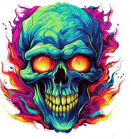 ai generado de miedo Víspera de Todos los Santos calaveras en brillante colores, en un transparente fondo, para camiseta o pegatina diseños Listo a impresión png