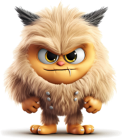 AI generated Furry monster baby with angry but cute expression, with transparent background png