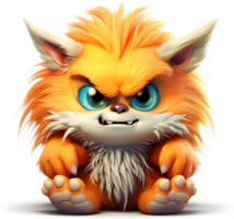 AI generated Furry monster baby with angry but cute expression, with transparent background png