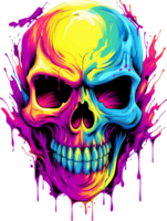 ai généré effrayant Halloween crânes dans brillant couleurs, sur une transparent arrière-plan, pour T-shirt ou autocollant dessins prêt à impression png