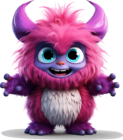 AI generated Furry monster baby with angry but cute expression, with transparent background png