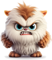 AI generated Furry monster baby with angry but cute expression, with transparent background png