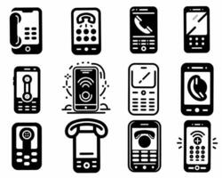 collection icon set of mobile phone in vector