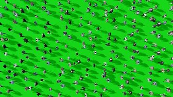 Aerial View of Many People Walking on Green Screen 3D Animation video