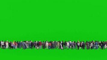 Crowd of People Standing in Wide Angle with Green Screen 3D Animation video