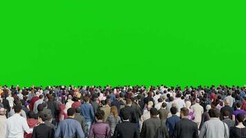 Huge Crowd of the 3d People in Rear View on Green Screen video