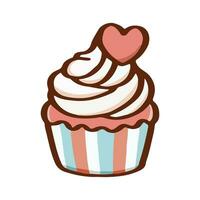 Cute cupcake pastel of Valentine's day and love anniversary. vector