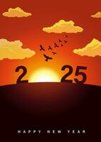 2025 sunrise silhouette. Creative New Year concept. vector