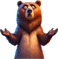 AI generated Surprise Bear Clipart illustration. AI Generative Free PNG. png