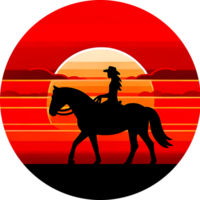 AI generated Cowboy Horse Clipart illustration. AI Generative Free PNG. png