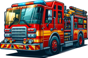 AI generated Fire Truck Clipart illustration. AI generative Free PNG