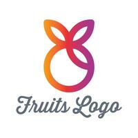 minimalista, sano y vistoso frutas logo diseño vector utilizando para productos cosméticos, ecología actividad, comida y jugo compañía.