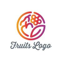 minimalista, sano y vistoso frutas logo diseño vector utilizando para productos cosméticos, ecología actividad, comida y jugo compañía.