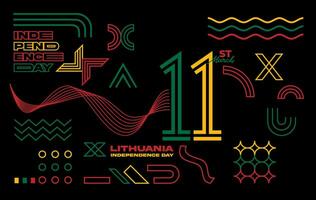 Lithuanian independence day geometric abstract background shape with 11st march logotype. vector