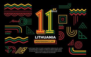 Lithuanian independence day geometric abstract background shape with 11st march logotype. vector