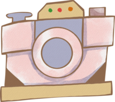 a cartoon camera with pink color. png