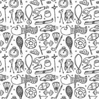 Seamless sport pattern. Doodle illustration with sport icons. background with sports equipment vector