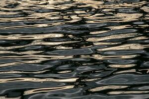 Water surface ripple with reflection and golden shining photo