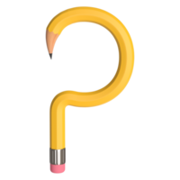 Realistic 3d rendering of Alphabet letter P, pencil shape in yellow color, high quality image for graphics element png