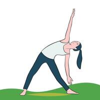 Woman doing Hamstring stretch exercise. vector