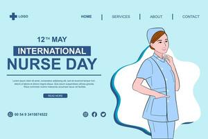 Vector flat landing page template for international nurses day celebration.