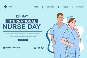 Vector flat landing page template for international nurses day celebration.