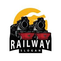 Steam train logo vector illustration old train silhouette vintage locomotive design template brand