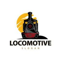 Steam train logo vector illustration old train silhouette vintage locomotive design template brand