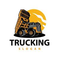 camión logo pesado vehículo minería camión transporte diseño vector ilustración modelo