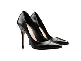 AI generated Black high hill female shoes on PNG background