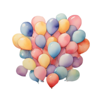 AI generated Watercolor ballon on PNG background FREE