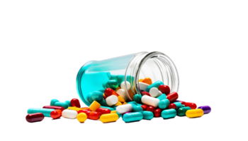 AI generated Medicine bottle spiling pills from bottle PNG