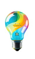 ai généré coloré lumière ampoule gratuit png