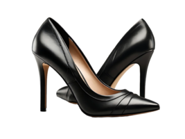 AI generated Black high hill female shoes on PNG background