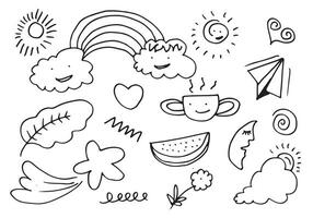 hand-drawn kids doodle set on white background. vector