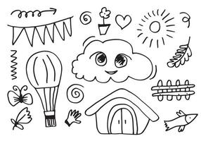 Hand drawn set doodle elements for concept design isolated on white background. vector illustration.