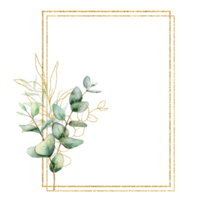 Eucalyptus Watercolor Frame. Eucalyptus Greenery Frame Hand Painted isolated on transparent background.  Perfect for wedding invitations, floral labels, bridal shower and  floral greeting cards png