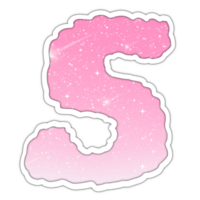 Letter number Alphabet pink gradient glitter for valentine png