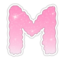 Letter number Alphabet pink gradient glitter for valentine png