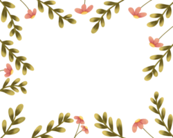 simple pink leaf and flower frame illustration png