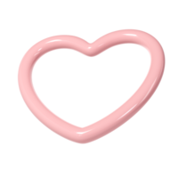 3d pink glossy heart love frame transparent illustration. Suitable for Valentine day, Mother day, Women day, wedding, sticker, greeting card. February 14th png