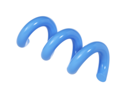 3d spiraal kromme lijn decoratief Kerstmis element blauw kleur. realistisch ontwerp in plastic tekenfilm stijl. transparant illustratie png