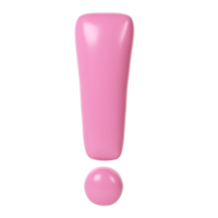 Exclamation sign pink color. Realistic 3d balloon transparent for happy valentines day, wedding, greeting card or danger, stop accent design png