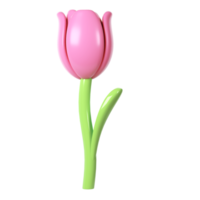 3d lila tulipán flor dibujos animados estilo para ramo de flores o decoración. amor enamorado romántico diseño aislado en blanco antecedentes primavera ilustración png