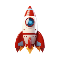 AI generated 3d render of a rocket isolated transparent background png. Generated with AI png