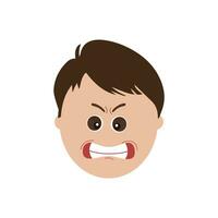 Cute little boy facial expressions. Vector of kid faces illustration with different emotions such as happy, smiling, laughing, winking, angry, confused, worried.