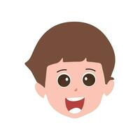 Cute little boy facial expressions. Vector of kid faces illustration with different emotions such as happy, smiling, laughing, winking, angry, confused, worried.