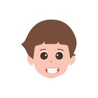 Cute little boy facial expressions. Vector of kid faces illustration with different emotions such as happy, smiling, laughing, winking, angry, confused, worried.