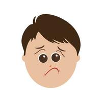 Cute little boy facial expressions. Vector of kid faces illustration with different emotions such as happy, smiling, laughing, winking, angry, confused, worried.